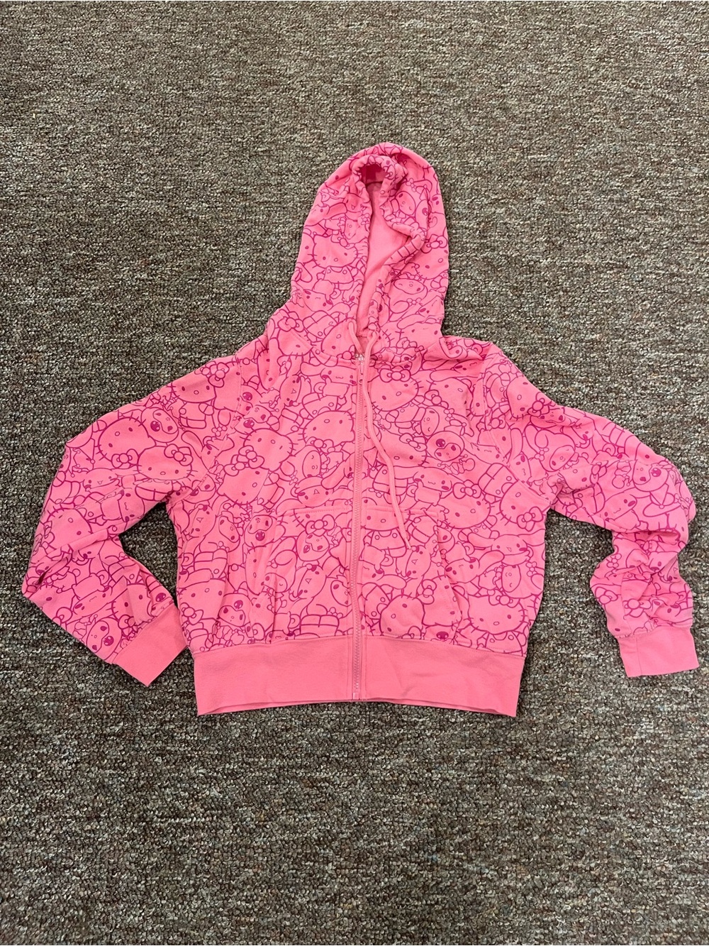 Sanrio Hot Pink Allover Character Zip Hoodie
